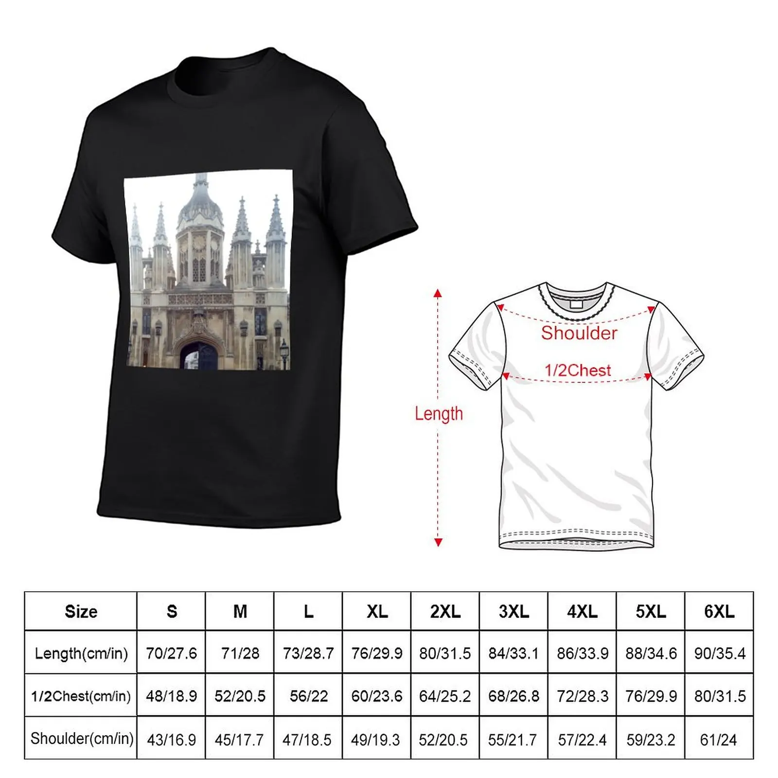 Kings College Cambridge T-Shirt quick drying vintage vintage clothes baggy shirts t shirts for men