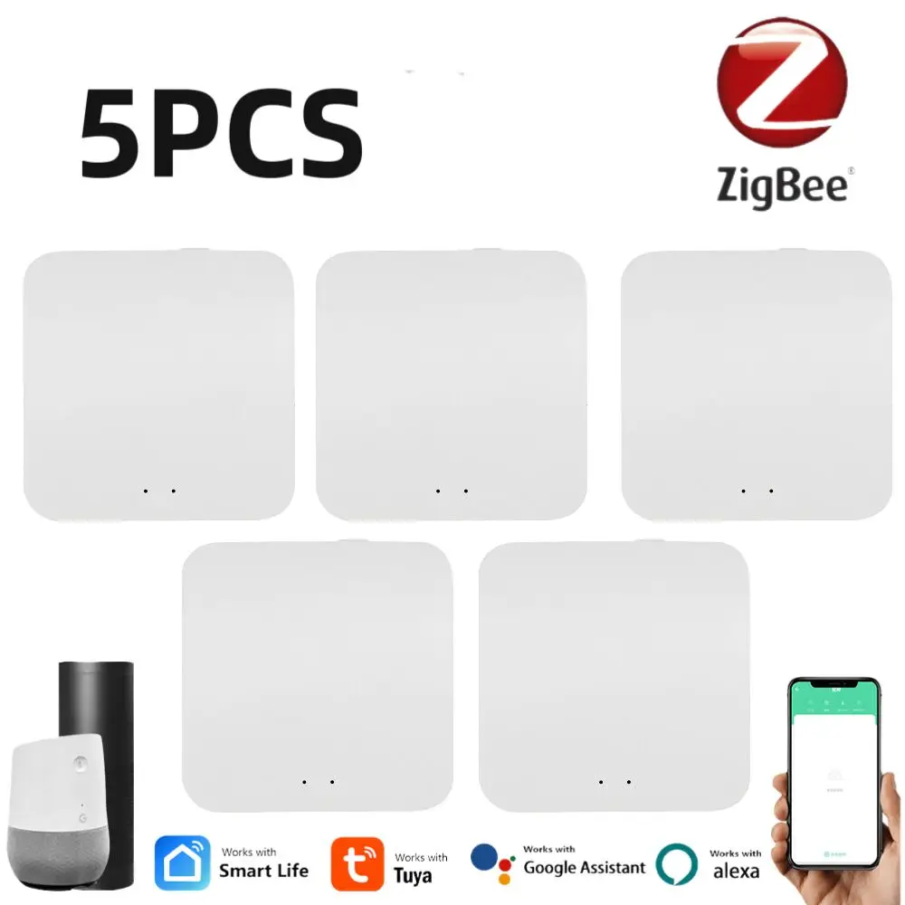 

1-5 шт. многорежимный интеллектуальный шлюз ZigBee, концентратор для умного дома, мост, приложение, дистанционное управление, голосовое управление, поддержка Alexa Google Home