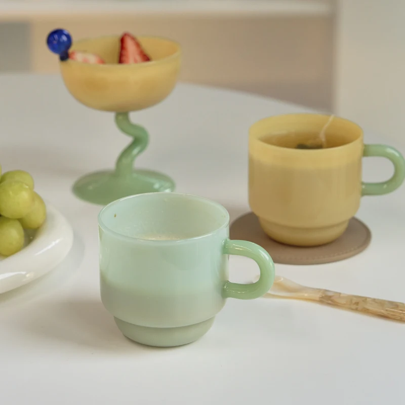 Jade Glas Cup Retro Groen Glas Hoge Borosilicaatglas Hittebestendige Thee Cups Glas Koffie Mok Drinkware Dinking Melk Water