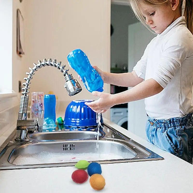 4 pezzi di palline per la pulizia della bottiglia d\'acqua spugna per tazza magica per uso domestico bottiglia di schiuma di forma ovale spazzola