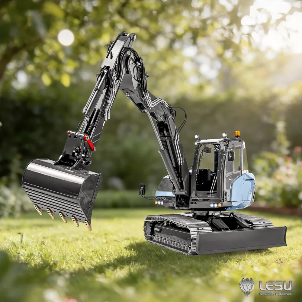 1/14 Metal LESU RTR MC15 Remote Control Hydraulic Excavator CNC Shell 4 Arms RC Digger 9 Ways Dual Pumps Light Sound Truck Model