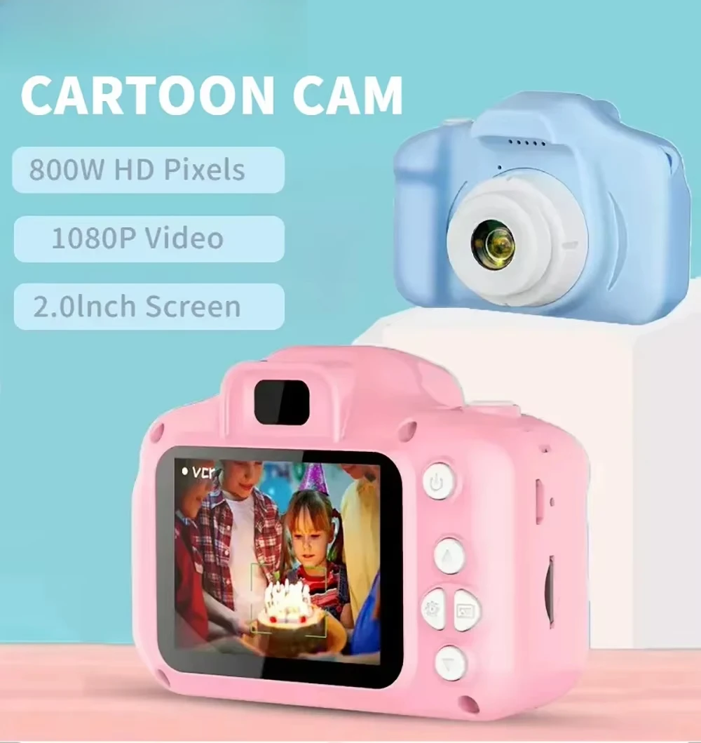 

X2 Children's Mini Digital Camera 1080P Screen Camera Video Toy 8 Million Pixel Outdoor Cartoon Photography Toy Christmas Gift