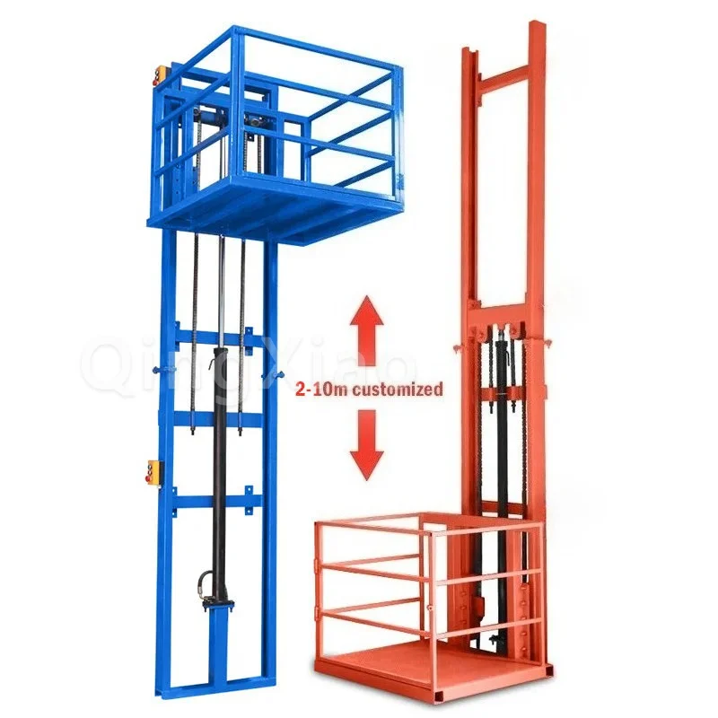 Lift 2m 3m 4m 5m 6m 7m 8m Electric Hydraulic Warehouse Lift Freight  Factory Freight Lift Platform Size 80*100cm for 1-3 Floors