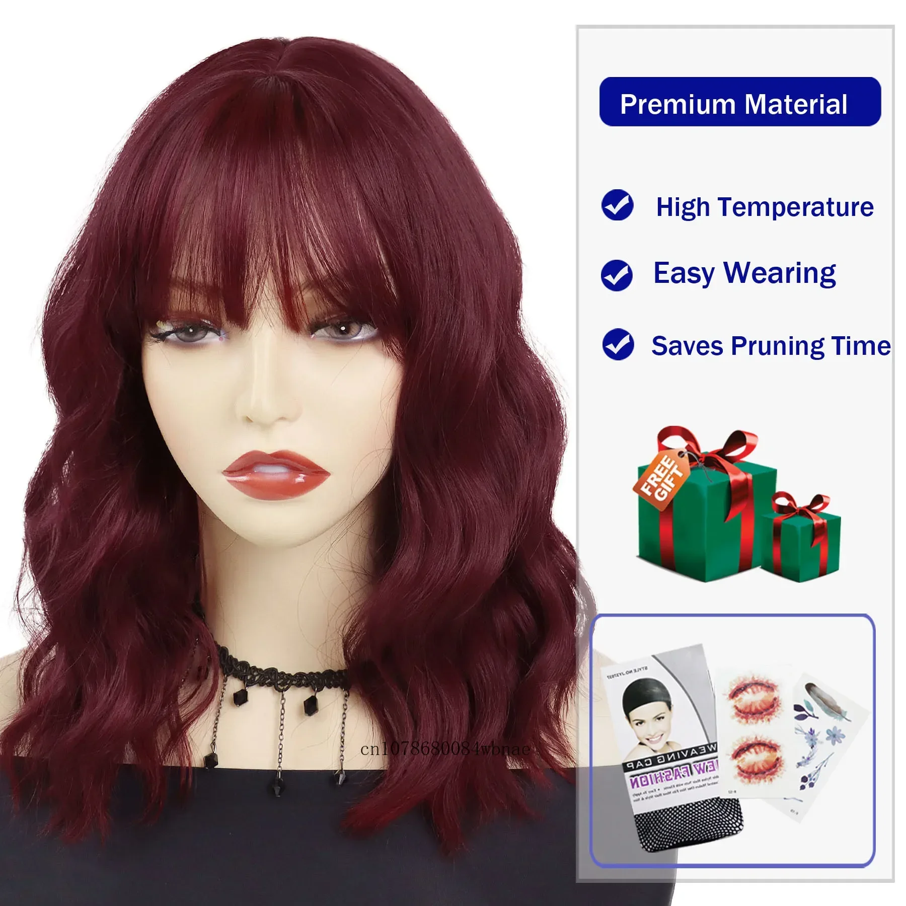 الاصطناعية أوبورن موجة قصيرة الباروكات مع الانفجارات للنساء الفتيات متموجة شعر مستعار مجعد طول الكتف تأثيري لوليتا شعر مستعار حفلة الهالوين #5