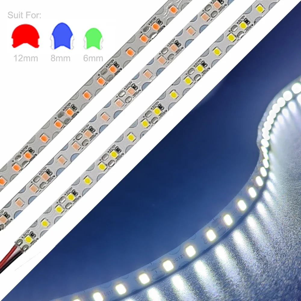 DC12V  S Shape LED Strip 6mm Width Bendable 2835SMD 120LED/m Flexible Foldable String Light DIY Neon Sign Letter 12Color 1m-100m