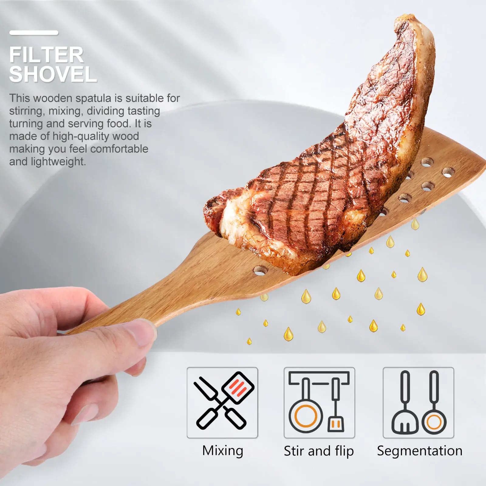 

2 шт. деревянных лопаток для готовки, из натурального цельного дерева, для работы с антипригарными покрытиями, кухонная деревянная лопатка, гладкая, износостойкая, безопасная для использования.