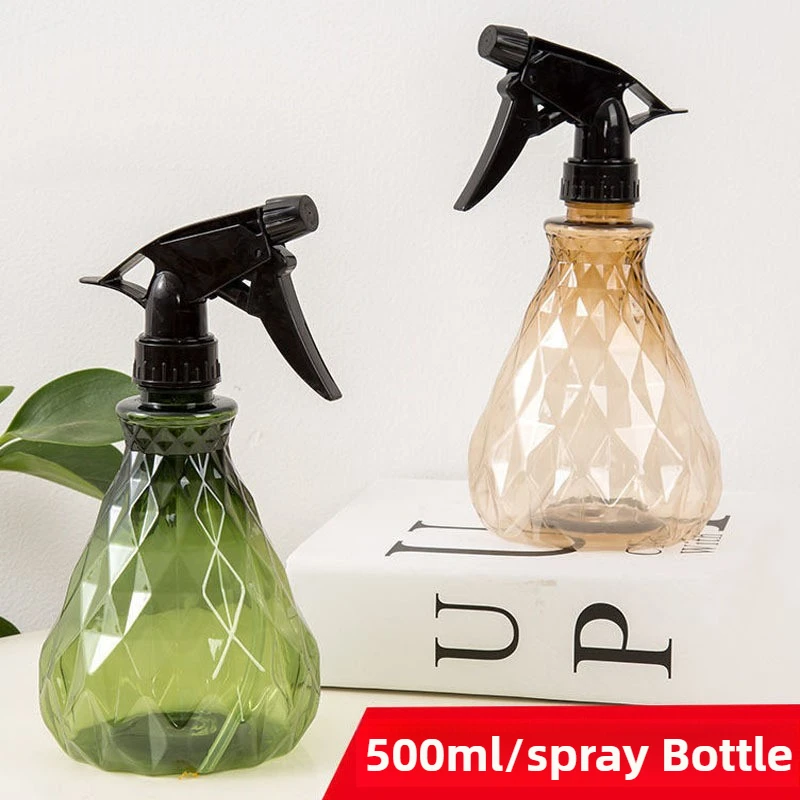 1 unidad de botellas vacías de 500 ml con pulverizador, rellenables, de PET, para baño, pulverizador de niebla, contenedor de agua, suministros de jardinería