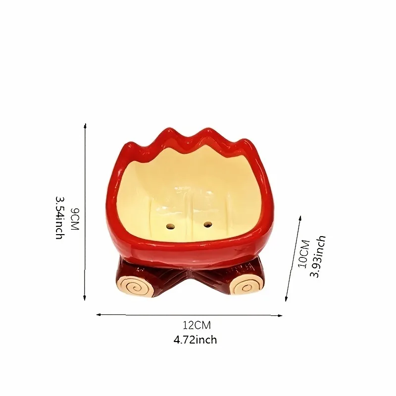 Creative Ceramic Campfire Soap Dish Flame Shape Soap Rack Bathroom Kitchen Decor for Camping Enthusiasts