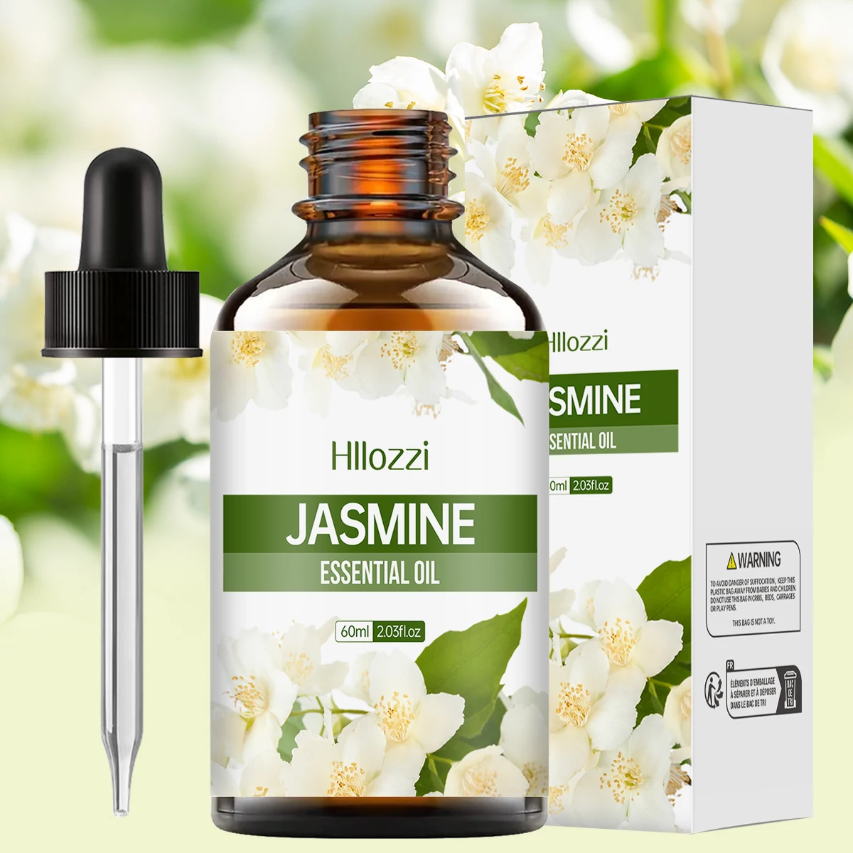 60 ml& 30 ml Jasmine Essential Oil—a high-quality, hydrating, and nourishing massage oil suitable for all skin types.