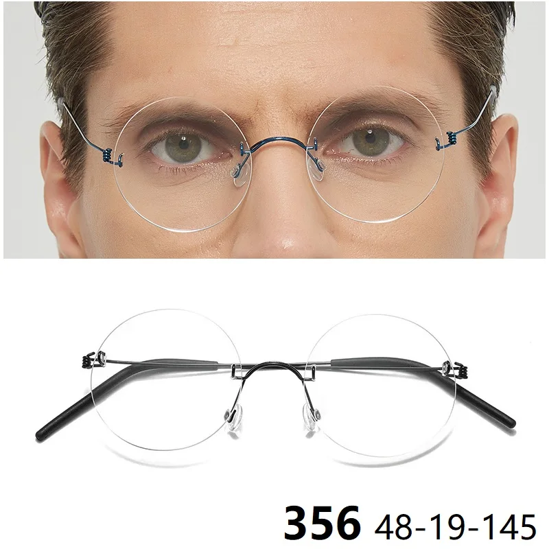 

Denmark Brand Rimless Glasses Frameless Ultralight 100% Round Air Titanium Screwsless Eyeglasses Eyewear Ultralight Thin 4g 356