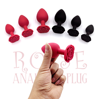 Rose Silicone Anal Plug,Beginner To Expert,3 Size Red And Black Butt Plug,G-Point Massage,sexual wellness,adult pleasure,sex toy