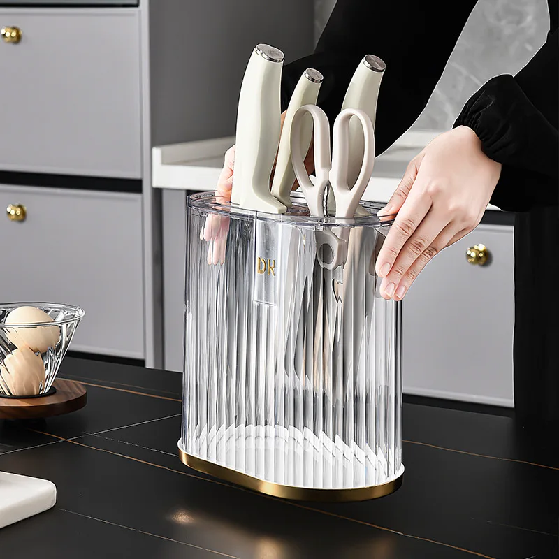 LMM light luxury plastic knife holder kitchen knife holder multi-functional shelf household drain countertop