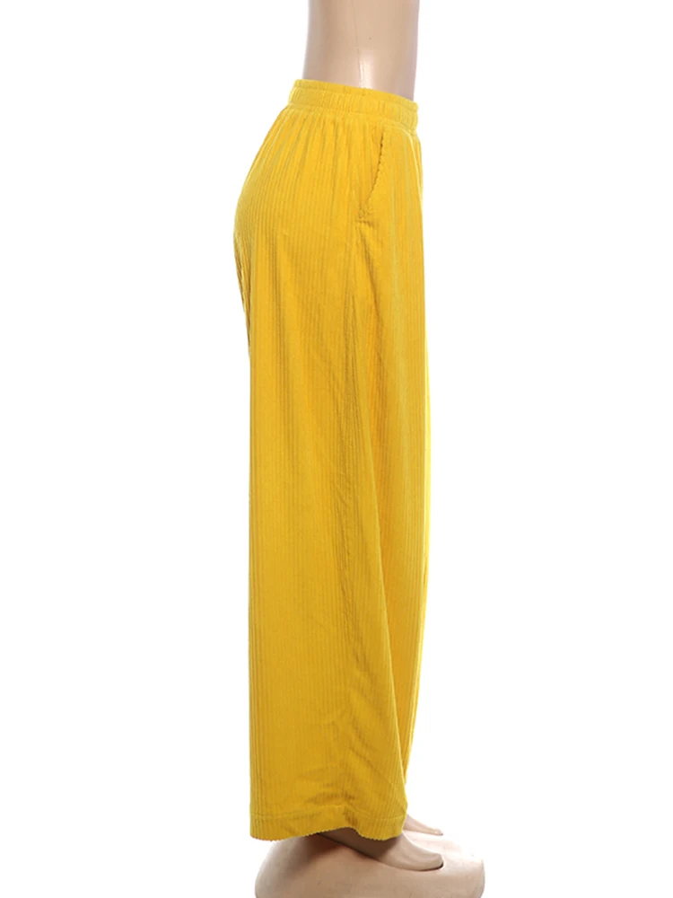 Weird Puss Lässige, bequeme lange Hose für Damen, Herbsttrend, elastische, hochtaillierte, einfarbige, schlichte, Oversize-Style, klassische Streetwear – Detail 4