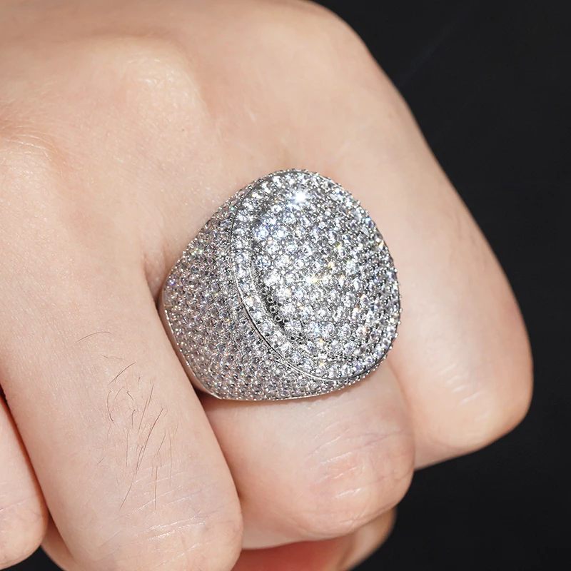 Huitan Attractive Sparkling Cubic Zircon Rings for Women Trendy Bright Finger Accessories Modern Dazzling Wedding Party Jewelry