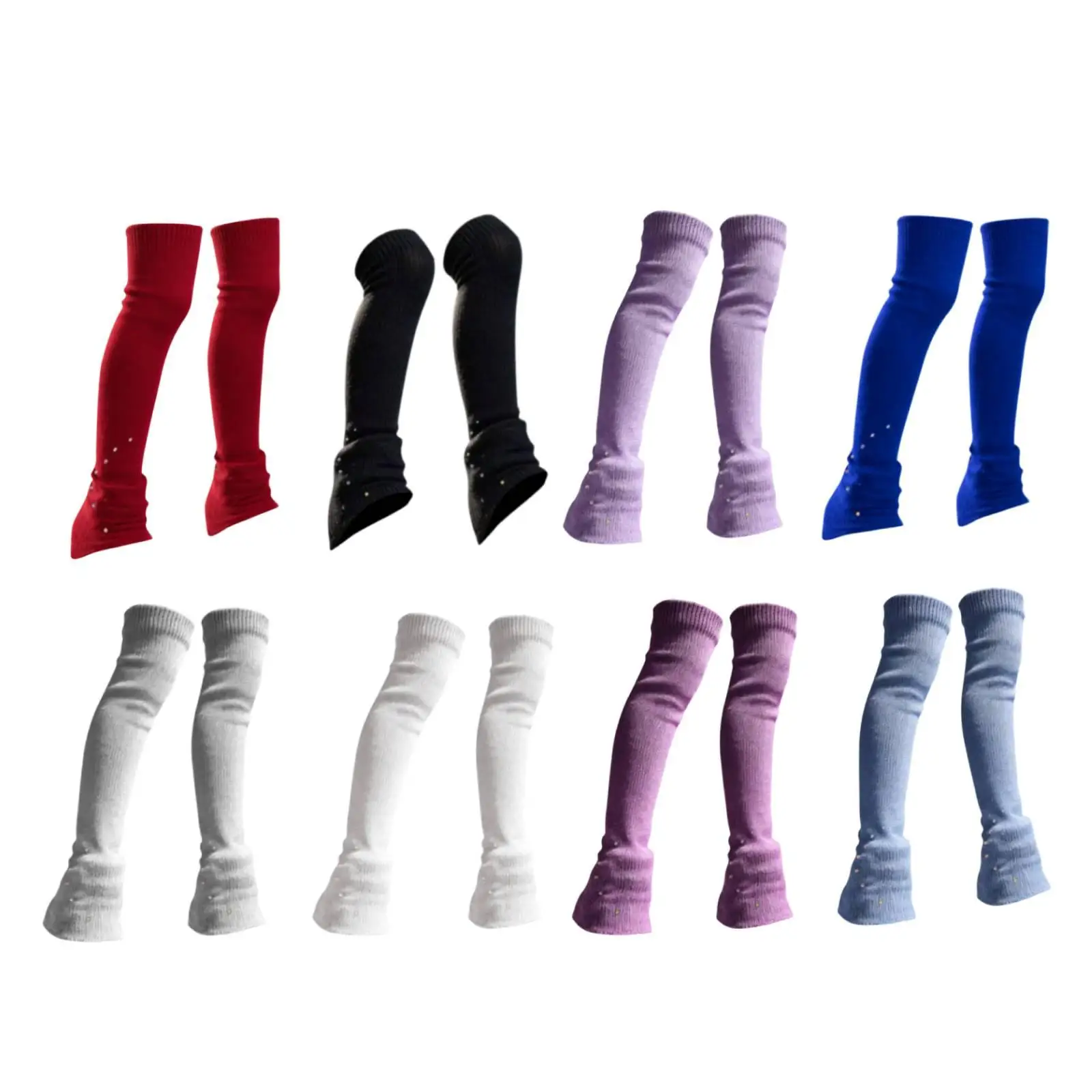 Adult Figure Skating Footless Socks Thickened Knitting Leg Warmers Ice Boot Covers Stockings for Dance Performance