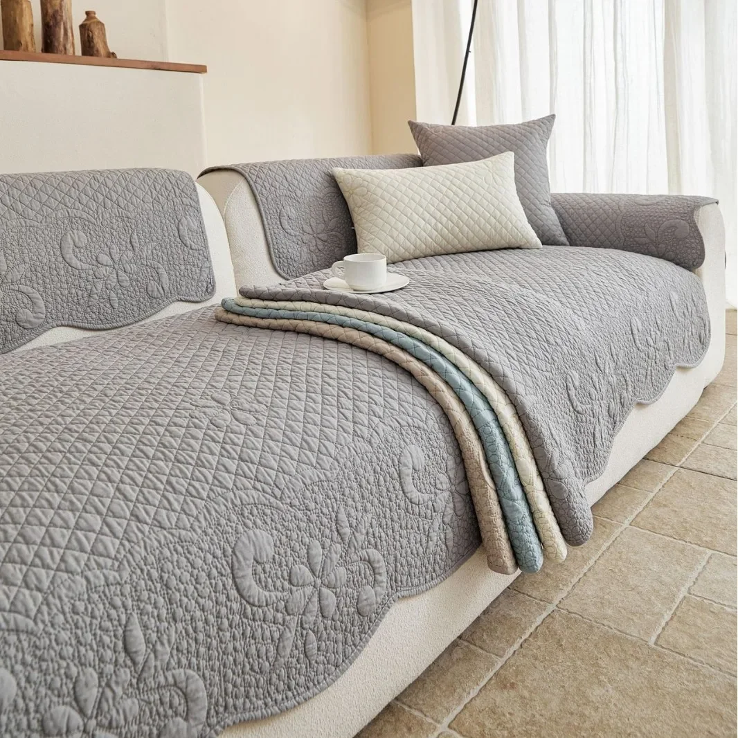100% Cotton White Sofa Cushion Towel Couch Chair Lounge Anti Slip Slipcover Home Decor Armchair Dustproof Protect Covers