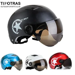 Face Helmet Motorcycle Open Dual Lens Visors Men Women Summer Electric Bicycle Helmet Scooter Motorbike Moto Bike Helmets