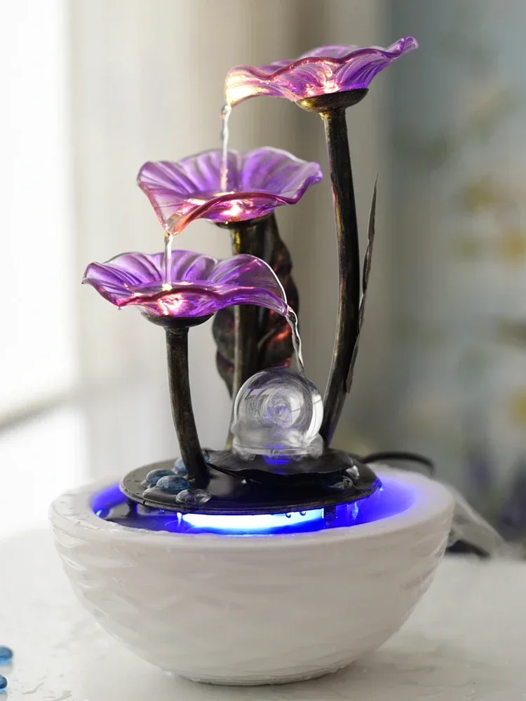 

Living room decoration, flowing water table, small fountain decoration, ceramic crystal ball humidifier