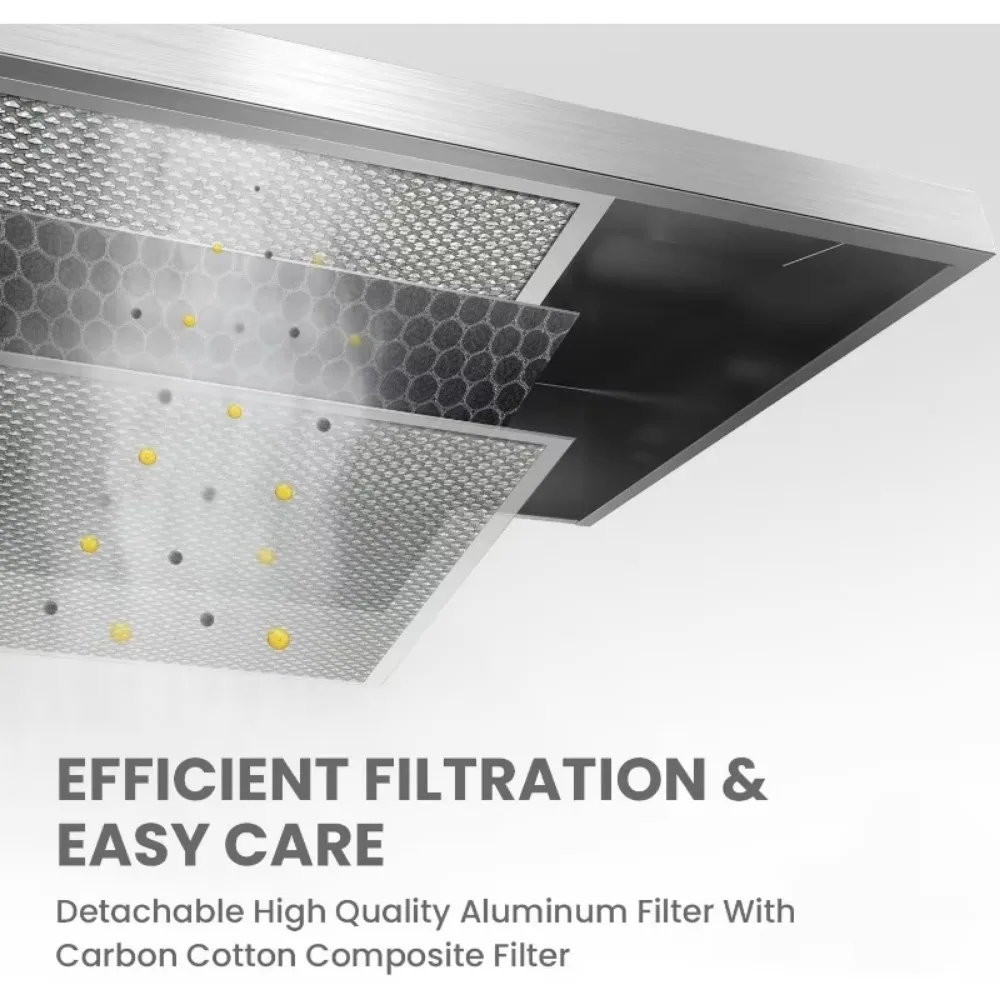 30In Range Hood, Ducted Ductless Vent Hood Durable Stainless Steel Kitchen Hood w/2 Reusable Filter, 2 Speed Exhaust Fan