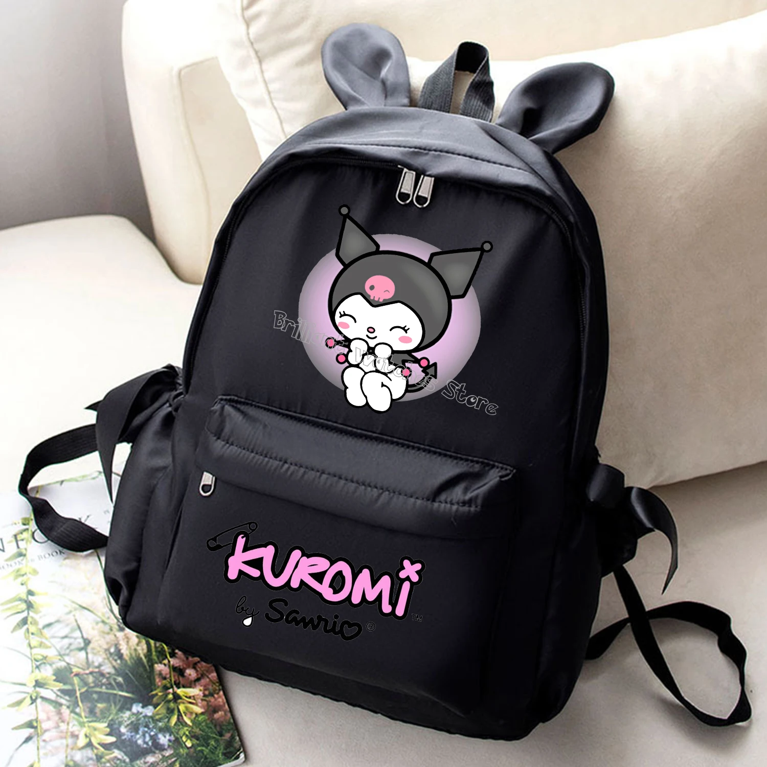 Kuromi nowy plecak Cute Cartoon ucho królika tornister dla dzieci Sanrio figurka czarny plecak studenta torby o dużej pojemności prezent dla dzieci