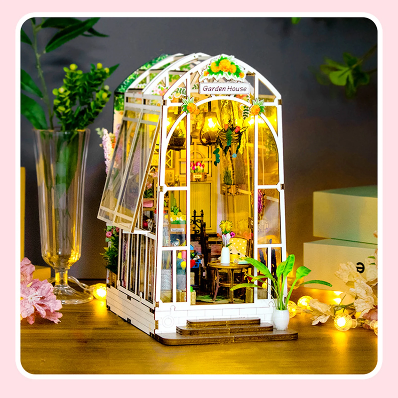 Kit di materiali per angoli per libri da giardino fai-da-te per adulti Robuste miniature assemblate affascinanti per la stanza di casa