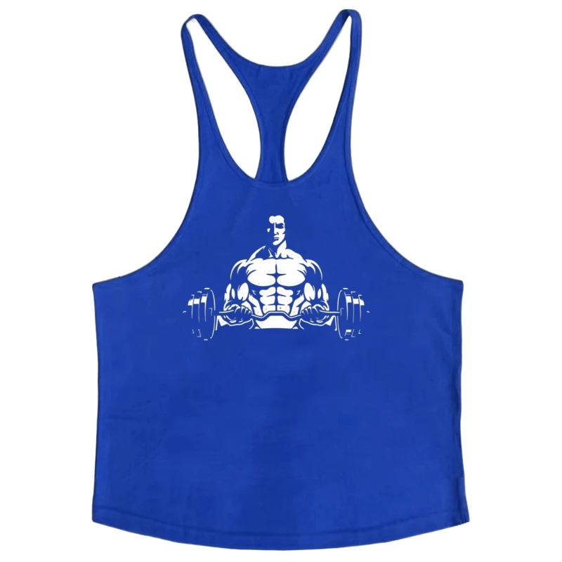 سترة اللياقة البدنية سترينجر للرجال، سترة رياضية علوية على شكل حرف Y من الخلف، قطن رطوبة - فتل بدون أكمام، ملابس رياضية لكمال الأجسام #3