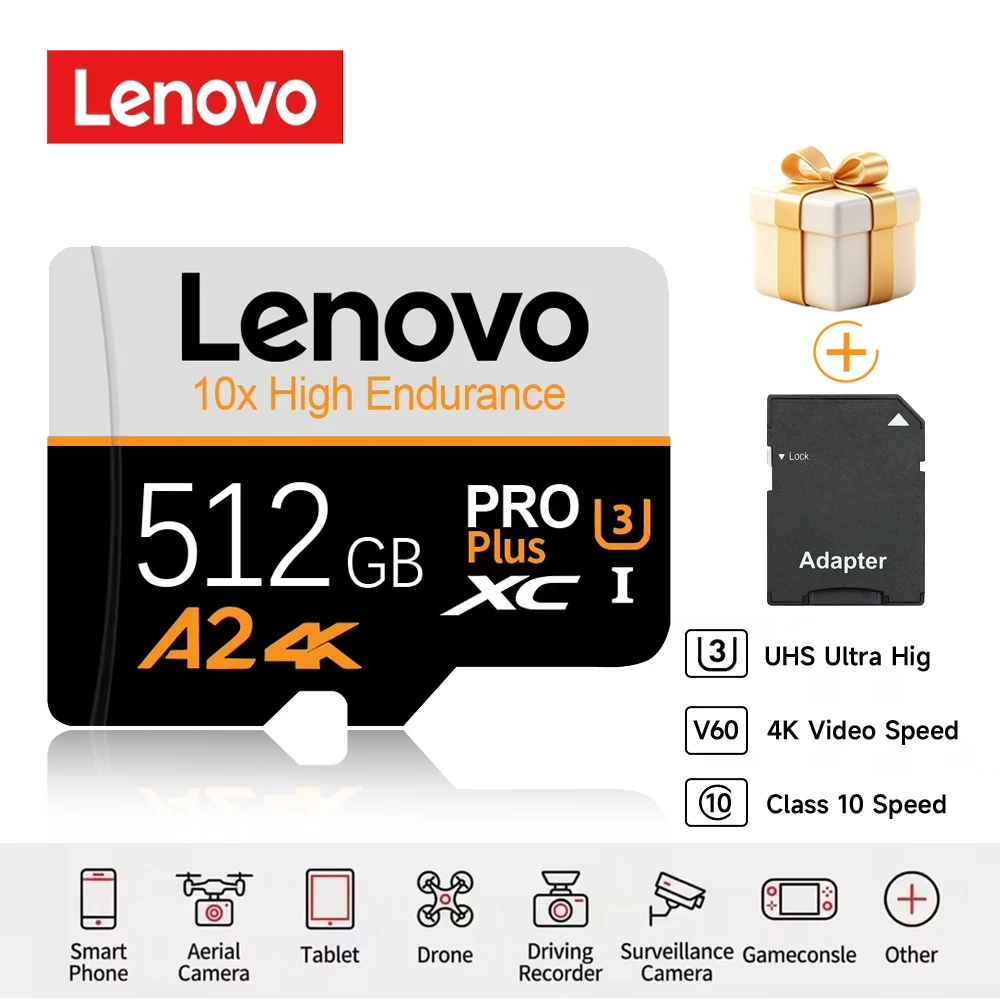 Lenovo Original SD Memory Card 128GB 256GB 512GB High Speed Micro TF SD Card Memoria SD Micro Card For Nintendo Tablet Drone