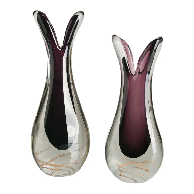 

High-end glass big-bellied vase, high-end living room water splash device, home soft decoration, TV cabinet, heavy ornament