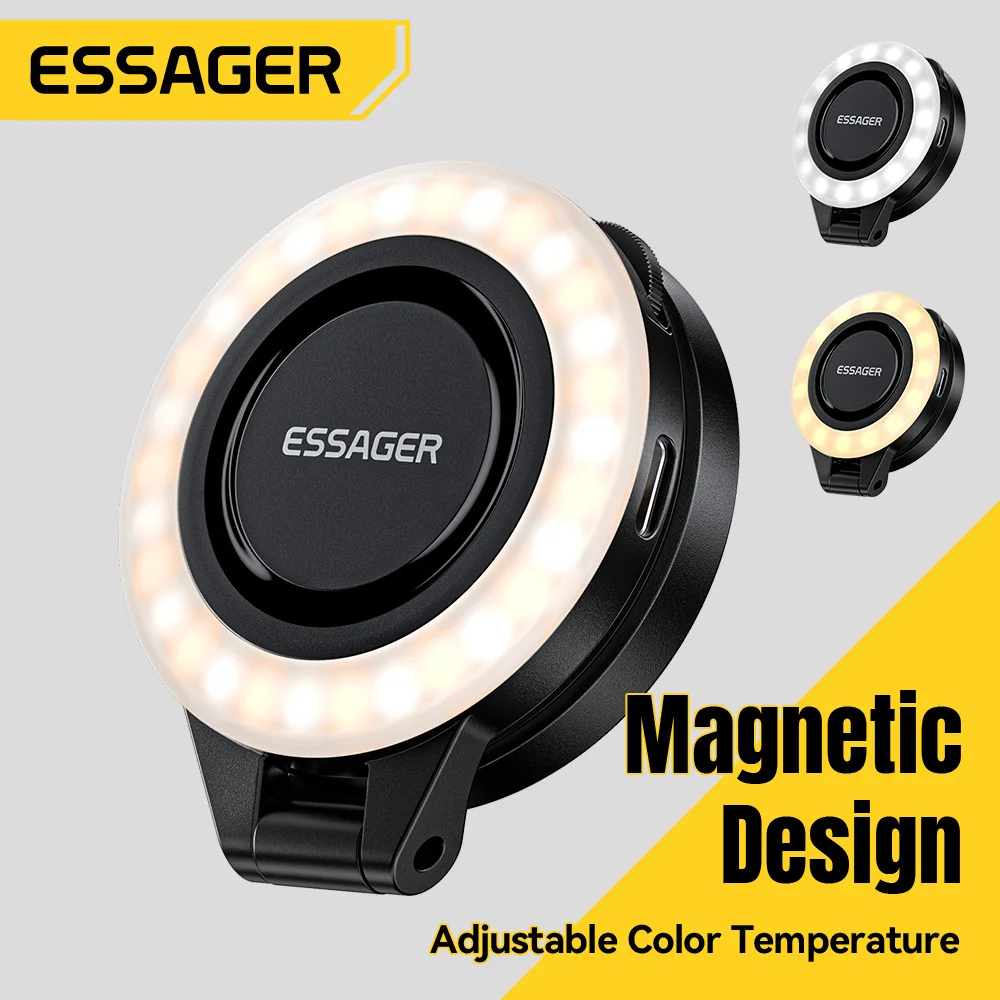 

Essager Magnetic Fill Light Mini Selfie Light 3 Modes Adjustable Brightness Portable Pocket LED Light for iPhone Huawei Xiaomi