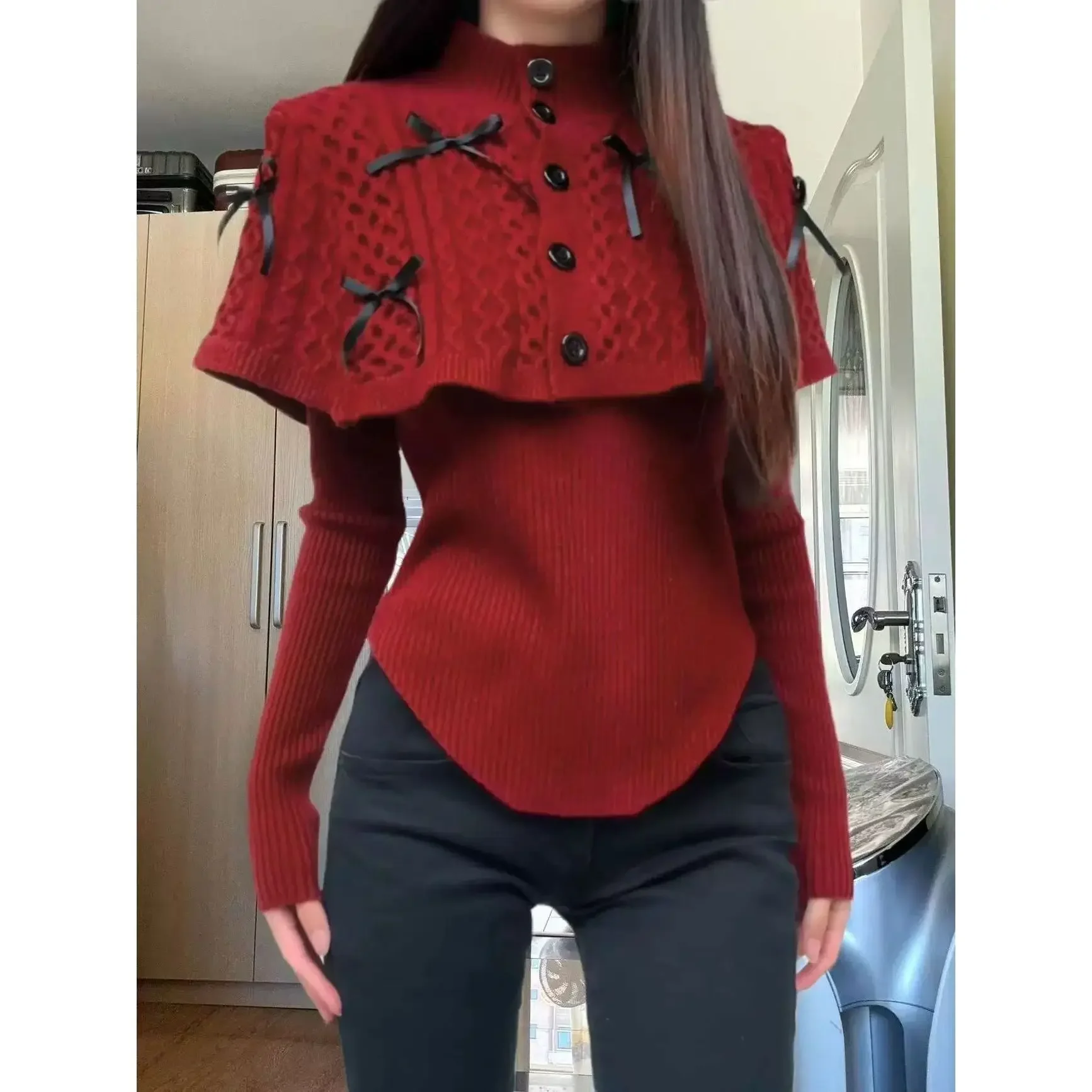 

American Christmas wind gentle wind fashion sweater women's winter new bottoming sweater pullover shawl sweater top