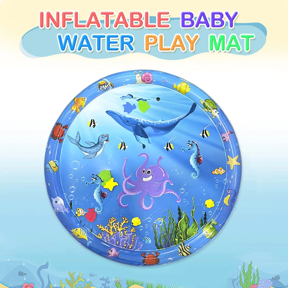 เบาะน้ำเป่าลมทรงกลมขนาด 100 ซม. ลายการ์ตูนดำน้ำในมหาสมุทร เหมาะสำหรับเป็นของเล่นเสริมพัฒนาการเด็ก ของขวัญที่สมบูรณ์แบบ