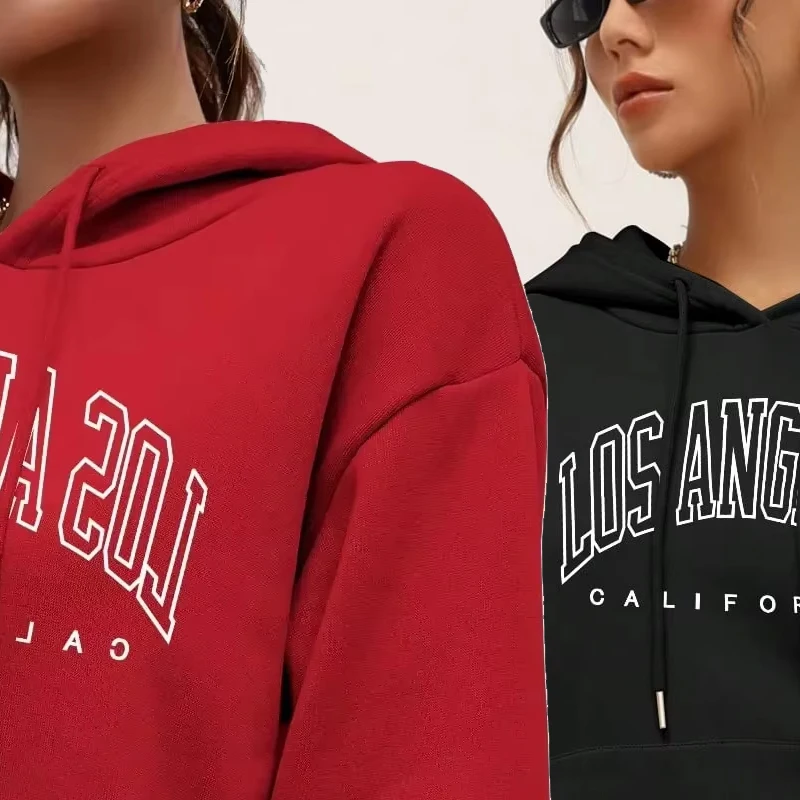 

Los Angeles Art Letter Design Women Hoodies American Style Casual Hoody Autumn Hip Hop Female Hoodie Casual Clothing