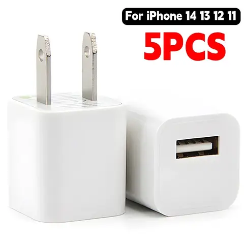 1-5 pezzi adattatore per caricatore da muro USB ricarica rapida per iPhone 14 13 12 11 Pro Max XR XS X 8 7 6 Plus adattatore da viaggio per iPad spina americana