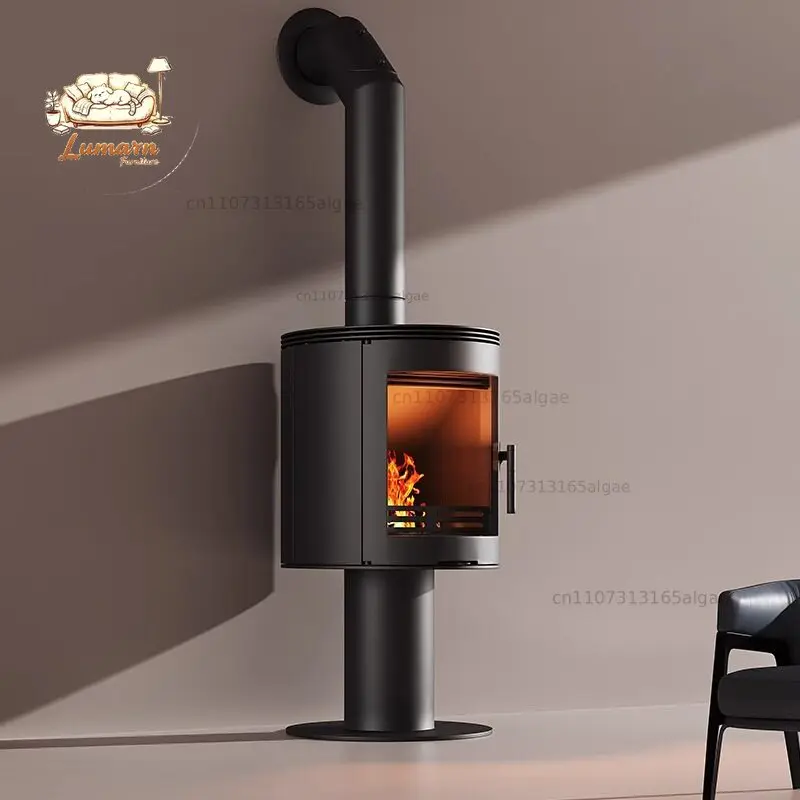High-end custom round glass fireplace heater household firewood household villa homestay new firewood fireplace