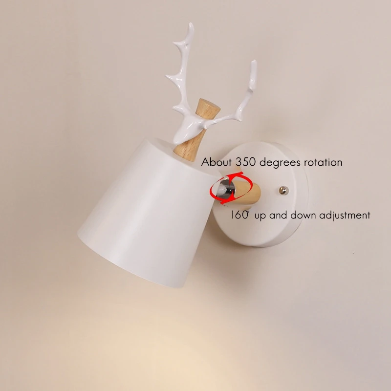 A33R-LED Wall Lamps Modern Cartoon Deer Antler Iron Vintage Sconce Bedroom Bedside Aisle Stair Decor Lights Fixture E27