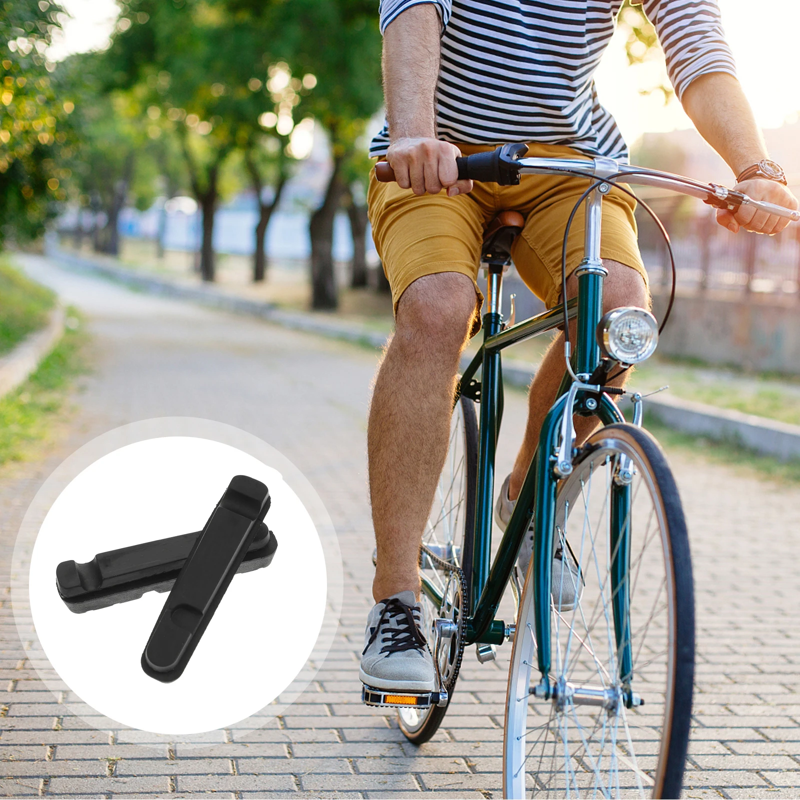 

1 Pair Bike Disc Caliper Spacer For Mountain Bike Brake Shim Silent Strong Friction Grooved Rubber V-Type Brake Block