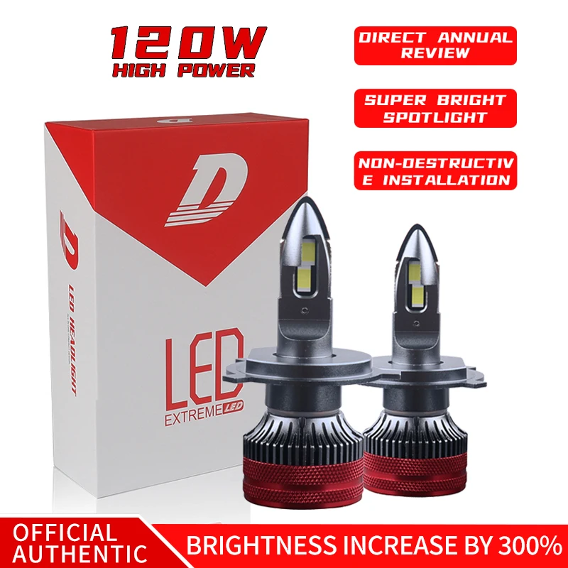 

120W LED Car Headlights Bulbs H1 H3 H4 H7 H8 H9 H11 9005 9006 9012 CANbus Lamp 12V auto lights HB3 HB4 HIR2 12000LM for Vehicles