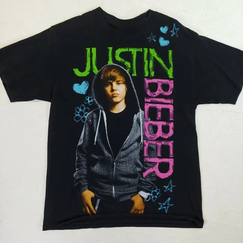 Size medium boy band Young Biebs shirt graphic t shirts harajuku men clothing harajuku 2024 summer funny Justin Bieber harajuku