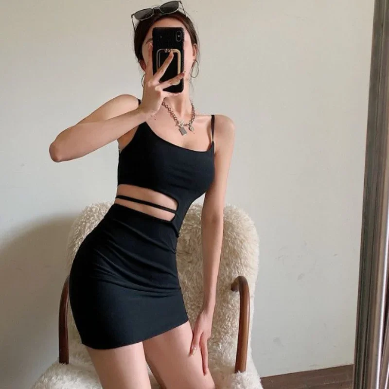 Sheath Dresses Women Hollow Out Sexy Mini Irregular New Arrivals Pure Chic Party Korean Style Female Mature Casual Temperament image 4