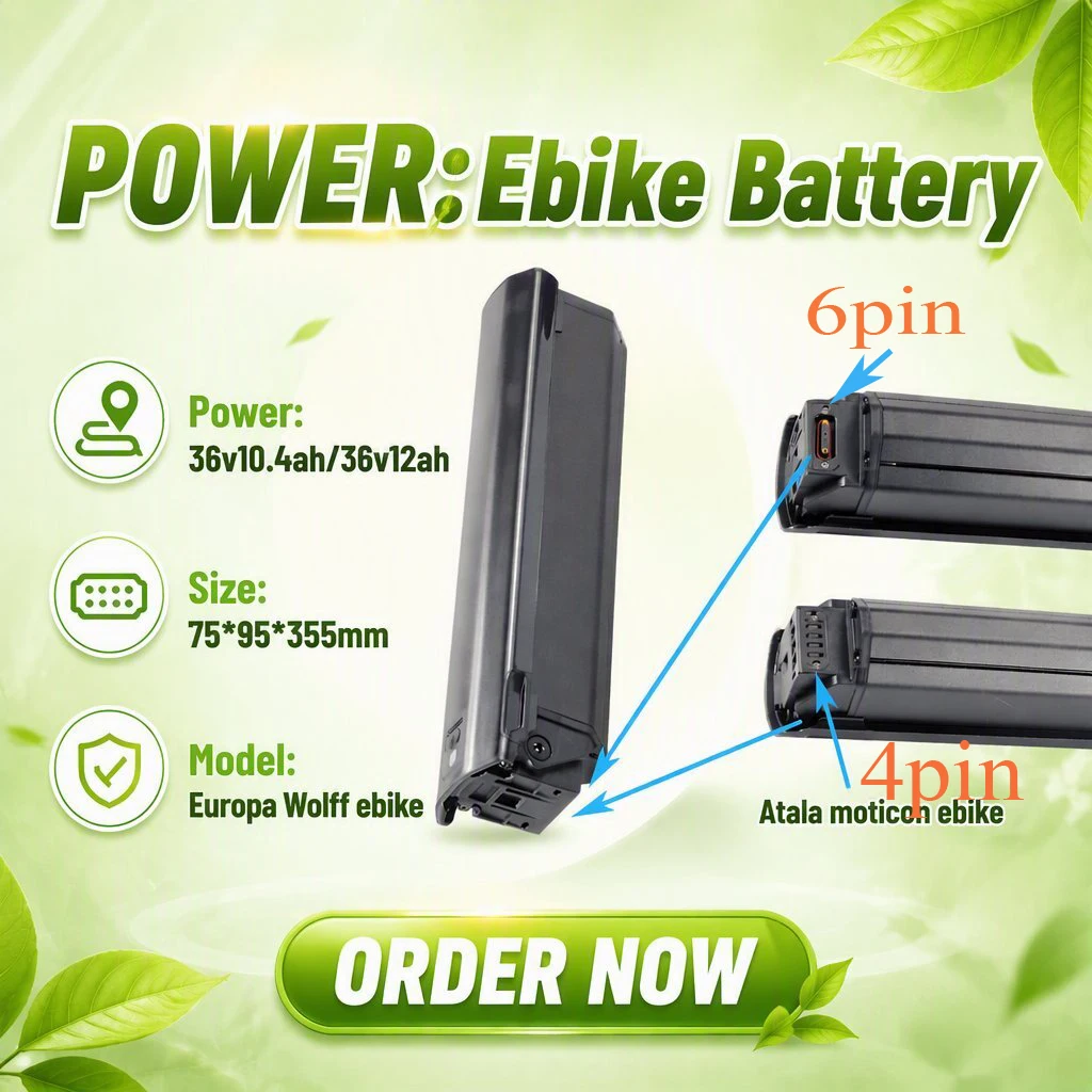 Europa Wolff E-bike Battery 36V 10.4AH 14AH for Atala moticon Jeep-Fold FR 7000 Electric Bicycle