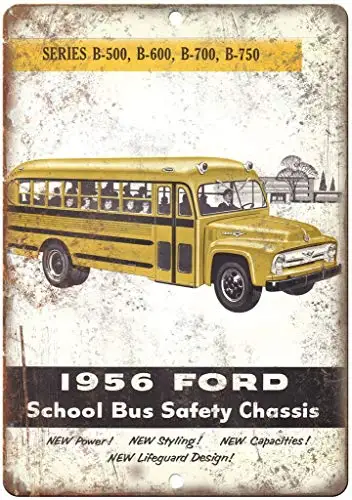 Vintage Style Nostalgic Advertising Wall Sign 8x12,1956 F-ord School Bus Safety Chassis,Business Sign Elevator Signs Park Signs