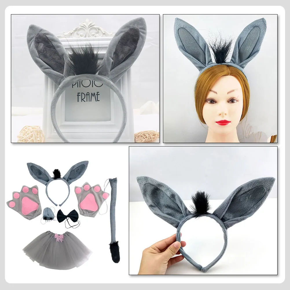 

1 set 1 Set Donkey Costume Set Durable Skin-Friendly Fabric Animal Cosplay Props For Birthday Party Stage Performance Donkey Ear