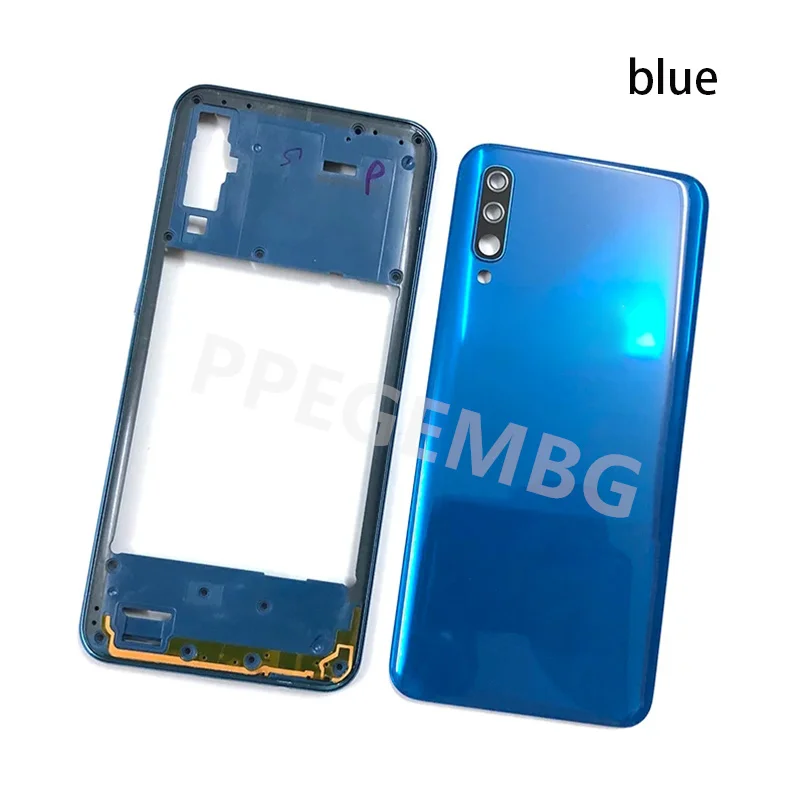 For Samsung Galaxy A50 2019 A505 A505F A505DS Housing Case Middle Frame Cover+Battery Back Cover Rear Lid Door+Camera Lens parts