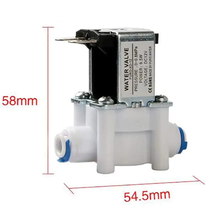 

Электромагнитный клапан для быстрого подключения, универсальный впускной клапан для водоочистителя, нормально закрытый, 1/4 дюйма, 12 В постоянного тока