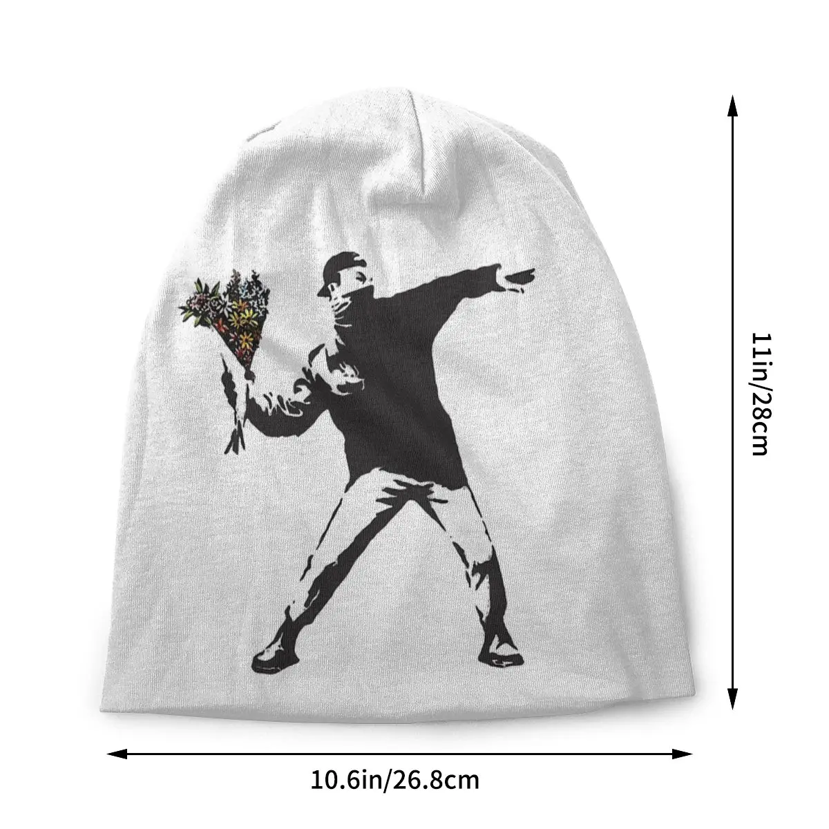 Protest Anarchist Throwing Flowers Thrower Make Art Not War Banksy Graffiti Unisex Bonnet Thin Running Hats Double Layer Hat Cap