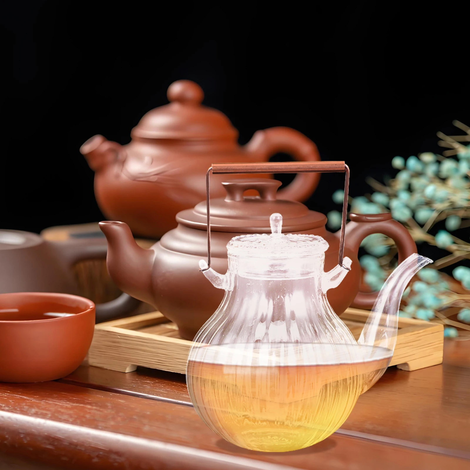 

Heat-resistant Glass Teapot Large Capacity Kettle Teakettle for Stovetop Practical Copper Kettles Fashionable Home