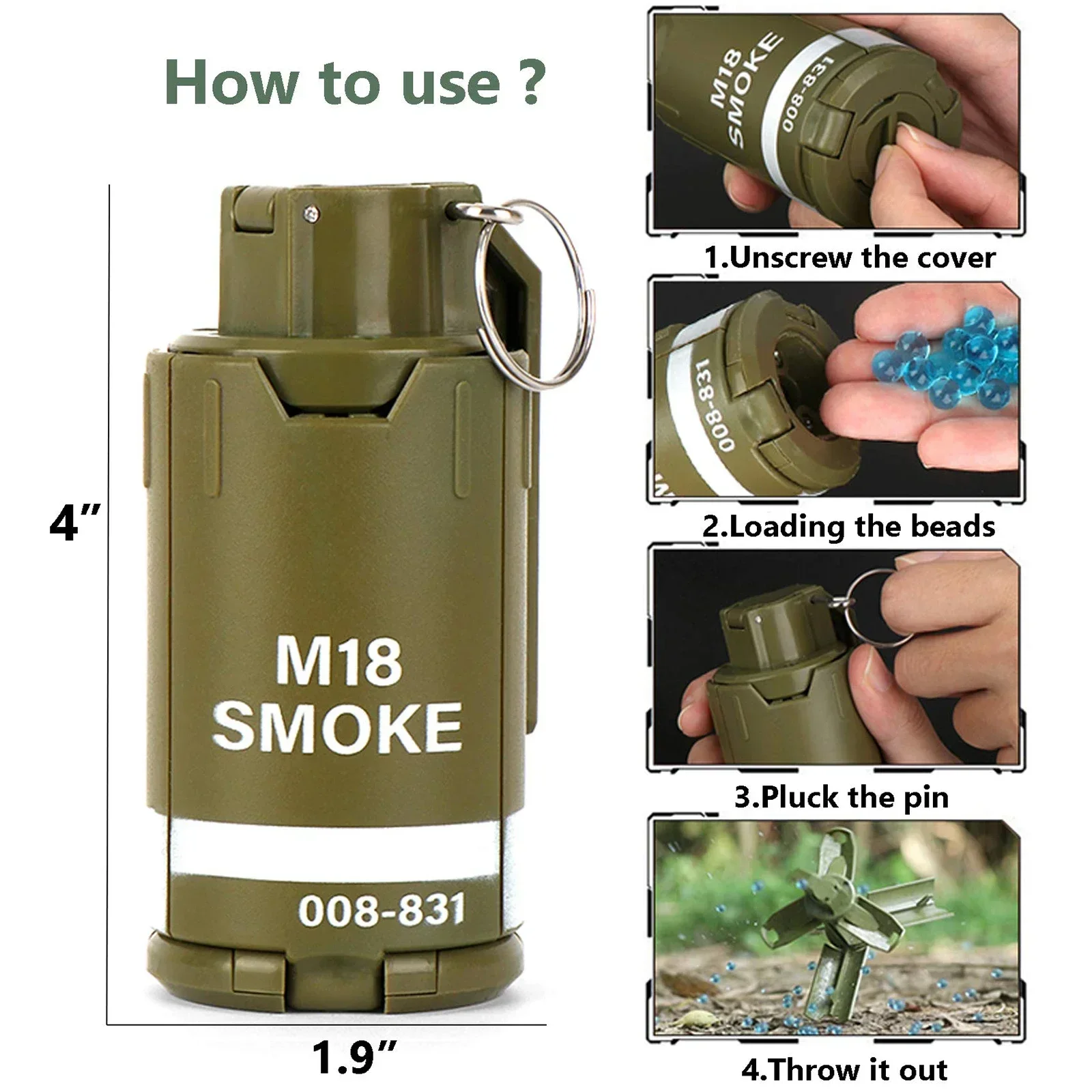 Tactical Hand Grenades Toy Water beads Airsoft Grenade Model Battle Game Water Bullets BB Shower Rival Role Play Dress Playset