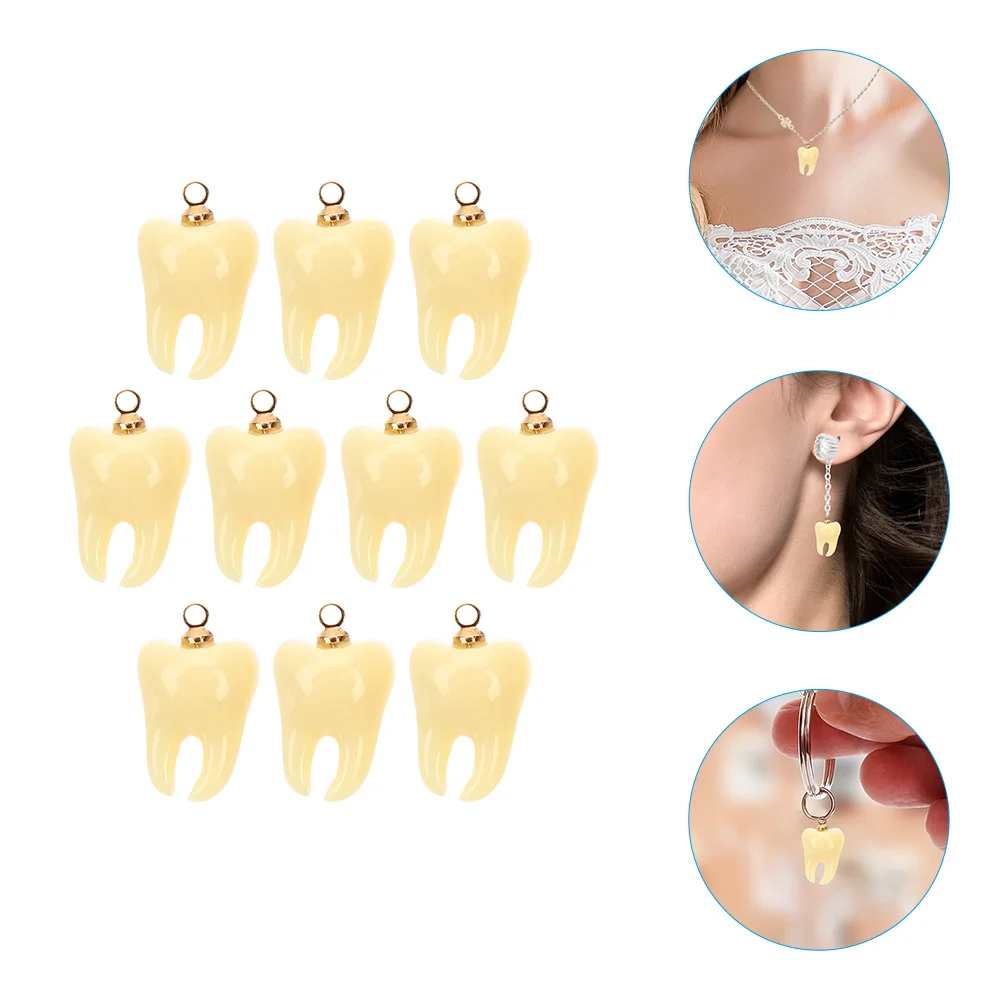 

10 Pcs Human Teeth Pendant Tooth Shape Jewellery Jewelry Charms Small Resin Fake Ornaments