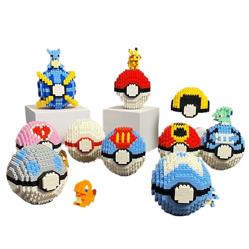 Bloques de Construcción de Partículas Pequeñas de Pokemon Pokeball Pikachu, Juguete de Ensamblaje de Rompecabezas para Adultos, Niñas y Niños