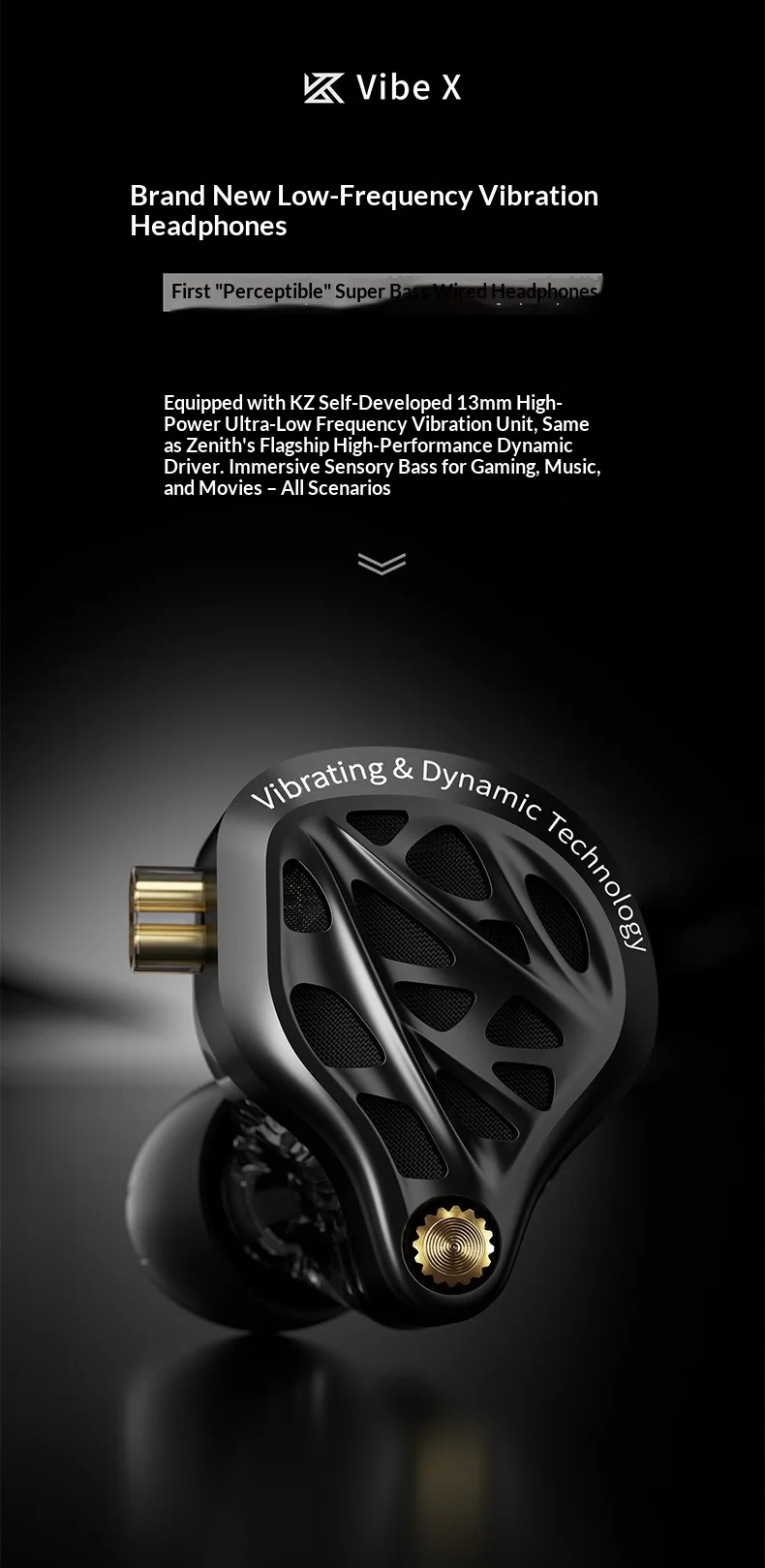 KZ Vibe X HIFI In-Ear-Monitor-Kopfhörer, 13-mm-Treiber, tiefer Bass, kabelgebundene IEM-Ohrhörer, Geräuschisolierung für Musik und Gaming. – Detail 2